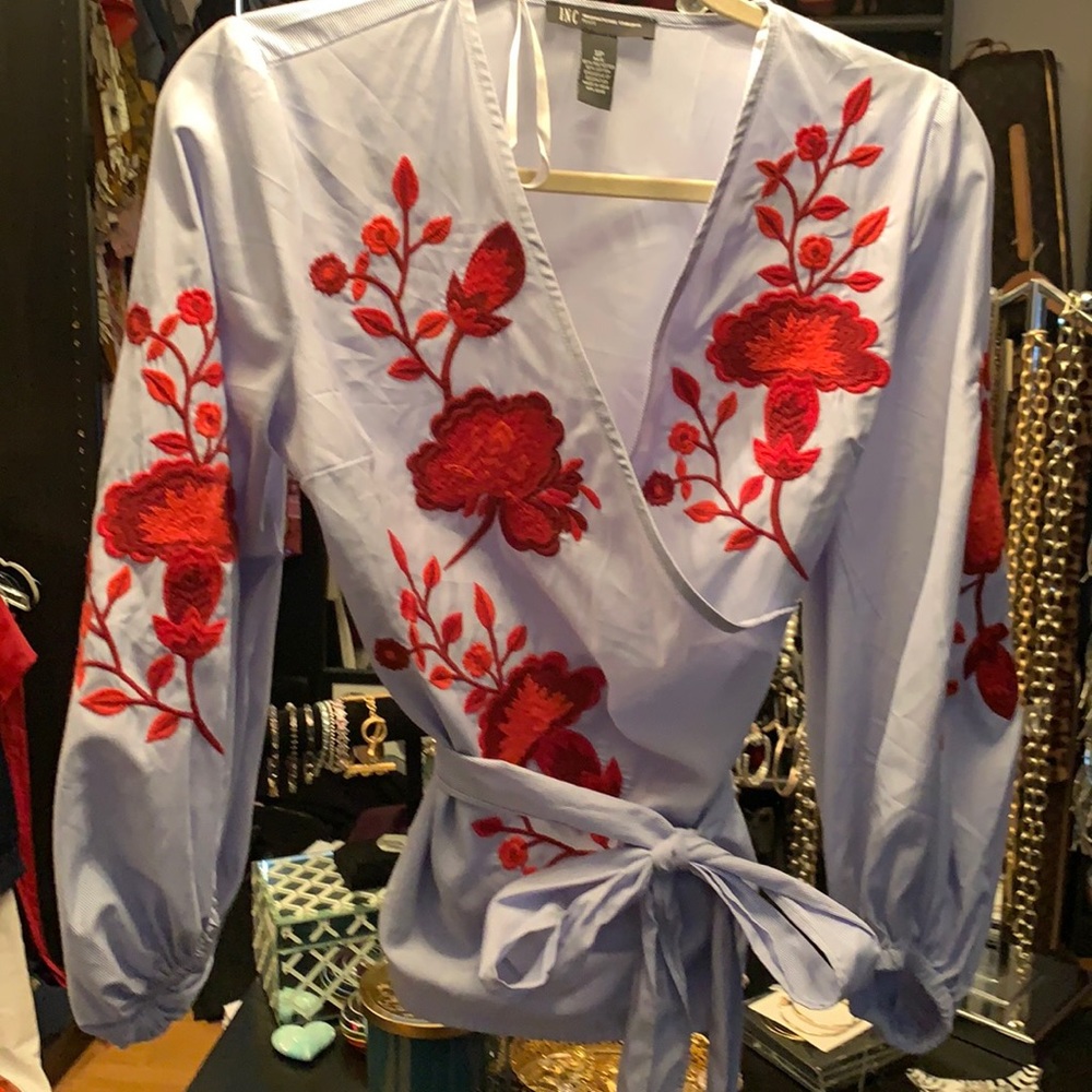 Blouse with Red Embroidery